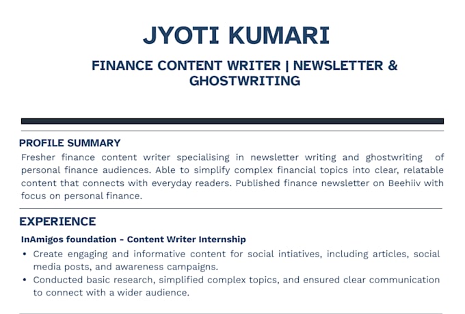 write finance content, linkedin ghostwriting and newsletters